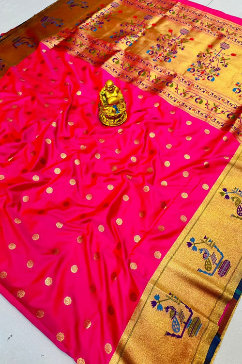 Load image into Gallery viewer, Blissful Dark Pink Paithani Silk Saree With Stunner Blouse Piece
