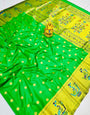 Delightful Green Paithani Silk Saree With Traditional Blouse Piece