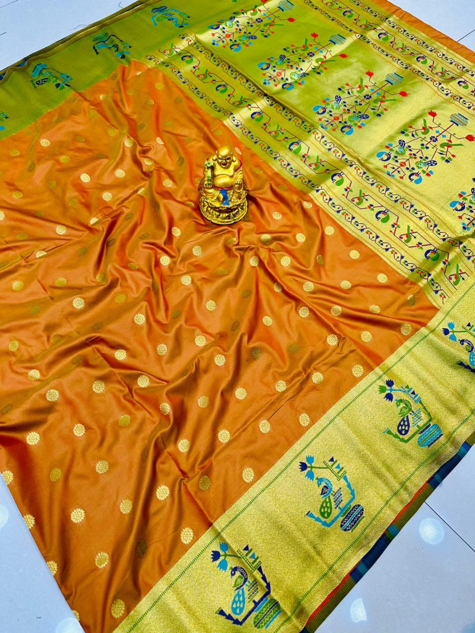 Incredible Orange Paithani Silk Saree With Prodigal Blouse Piece