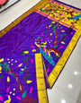 Dalliance Royal Purple Paithani Silk Saree With Effervescent Blouse Piece