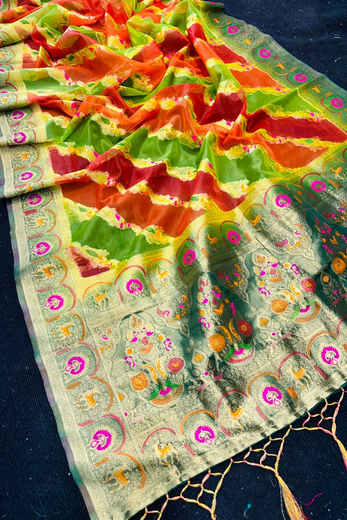 Load image into Gallery viewer, Radiant Multicolor Orgeanza Silk Saree With Opulent Blouse Piece
