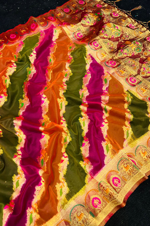 Load image into Gallery viewer, Majesty Multicolor Organza Silk Saree With Prominent Blouse Piece
