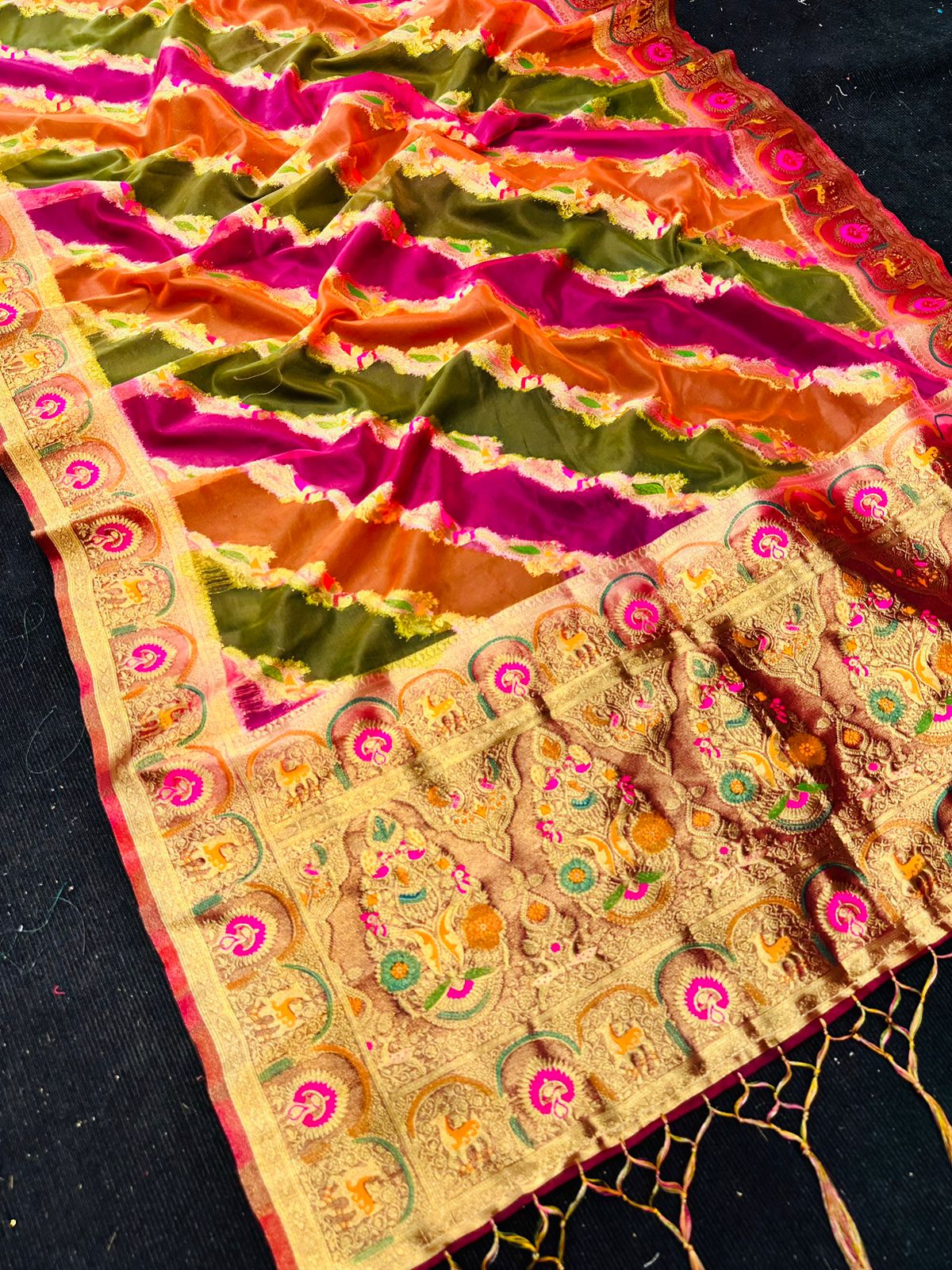 Majesty Multicolor Organza Silk Saree With Prominent Blouse Piece