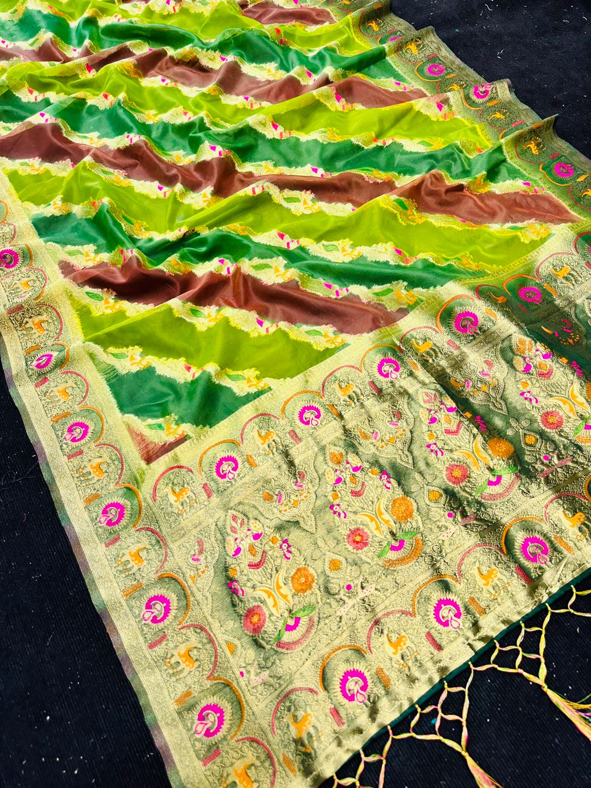 Luxuriant Multicolor Orgeanza Silk Saree With Blissful Blouse Piece