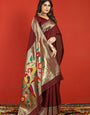 Flaunt Maroon Paithani Silk Saree With Stylish Blouse Piece