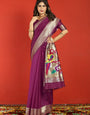 Ravishing Purple Paithani Silk Saree With Flameboyant Blouse Piece