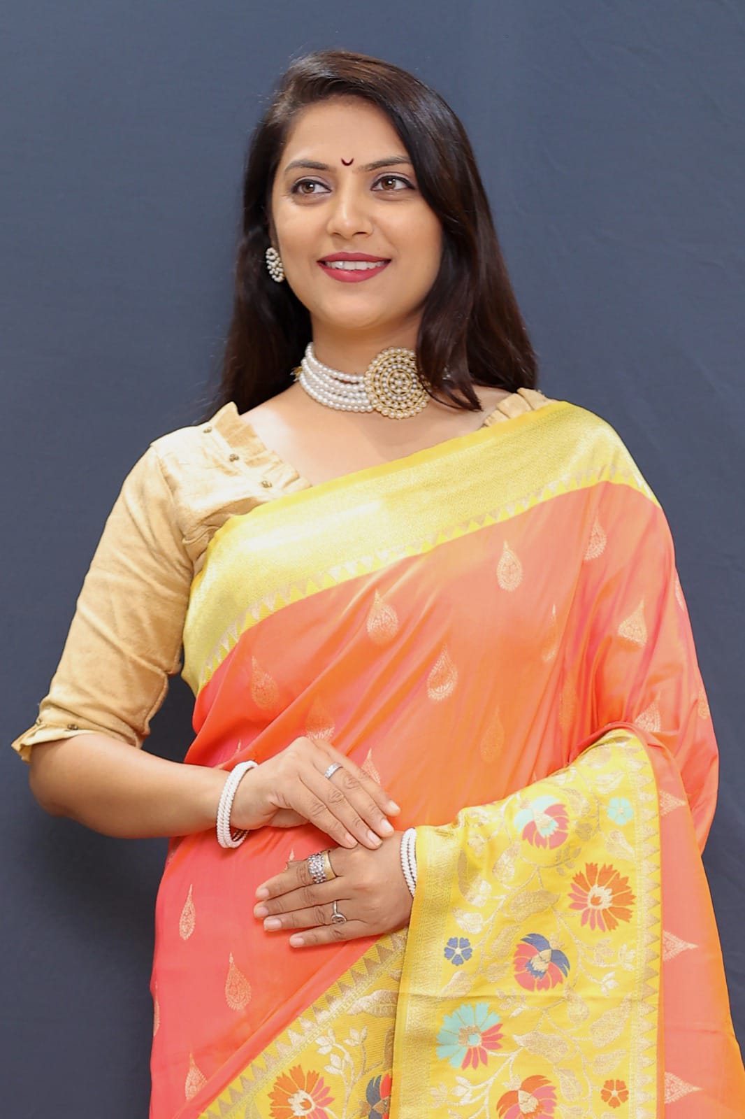 Quintessential Peach Paithani Silk Saree With Radiant Blouse Piece