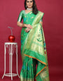 Petrichor Green Paithani Silk Saree With Posh Blouse Piece