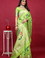 Assemblage Parrot Paithani Silk Saree With Ineffable Blouse Piece