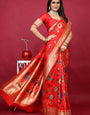 Ideal Red Paithani Silk Saree With Aplomb Blouse Piece