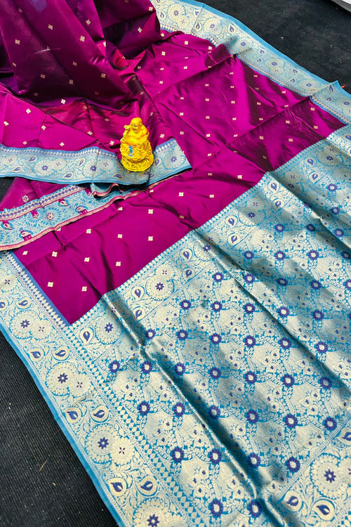 Load image into Gallery viewer, Desiring Purple Banarasi Silk Saree With Surpassing Blouse Piece
