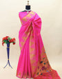Moiety Dark Pink Paithani Silk Saree With Seraglio Blouse Piece