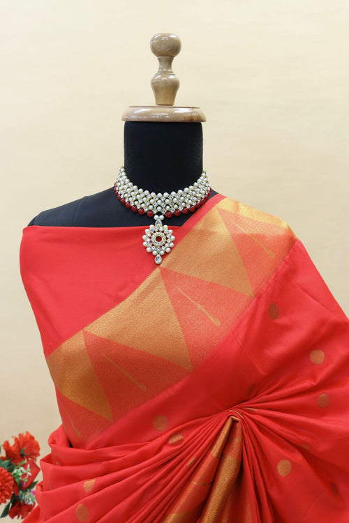 Load image into Gallery viewer, Demesne Red Paithani Silk Saree With Epiphany Blouse Piece
