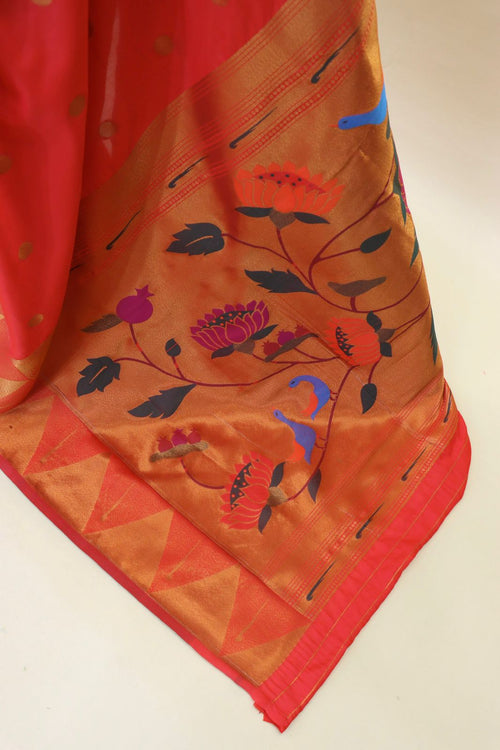 Load image into Gallery viewer, Demesne Red Paithani Silk Saree With Epiphany Blouse Piece
