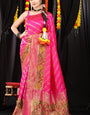 Trendy Dark Pink Banarasi Silk Saree With Marvellous Blouse Piece