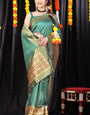 Phenomenal Rama Banarasi Silk Saree With Invaluable Blouse Piece