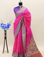 Admirable Dark Pink Paithani Silk Saree With Enticing Blouse Piece