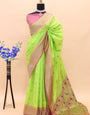 Mellifluous Parrot Paithani Silk Saree With Sumptuous Blouse Piece