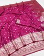 Smashing Dark Pink Soft Banarasi Silk Saree With Confounding Blouse Piece