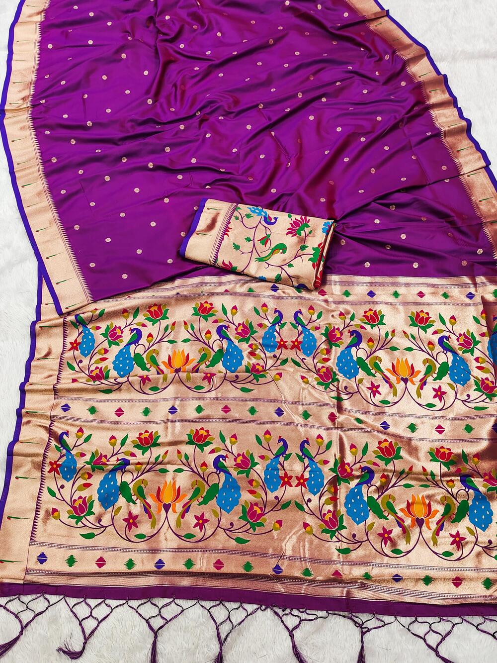 Surpassing Purple Paithani Silk Saree With Most Flattering Blouse Piece
