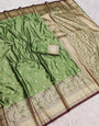 Moiety Green Soft Banarasi Satin Silk Saree With Scrumptious Blouse