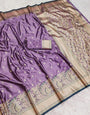 Flamboyant Lavender Soft Banarasi Satin Silk Saree With Enamoring Blouse