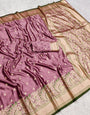 Susurrous Pink Soft Banarasi Satin Silk Saree With Magnificat Blouse
