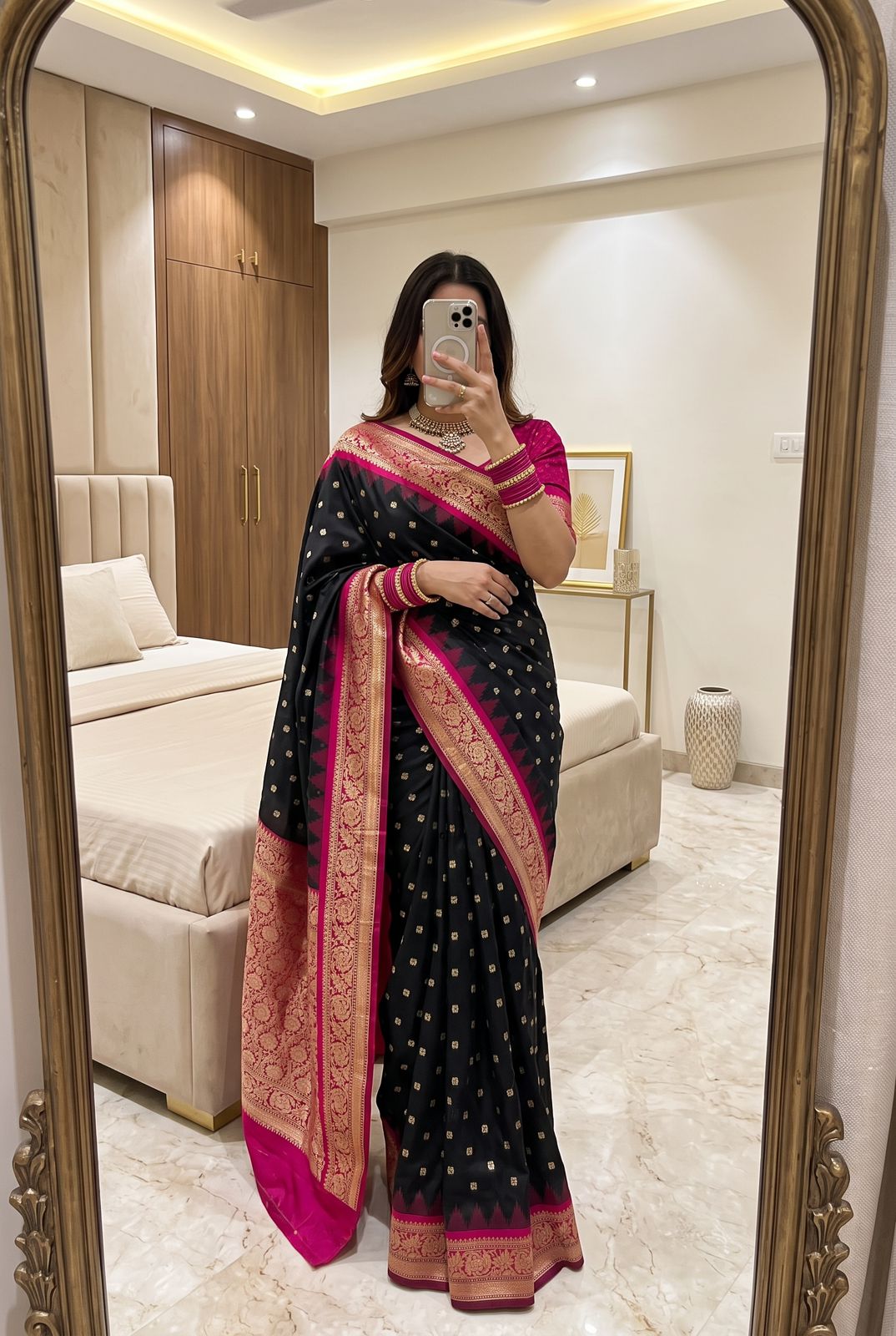 Stylish Black Pure Banarasi Silk Saree With Desirable Blouse Piece