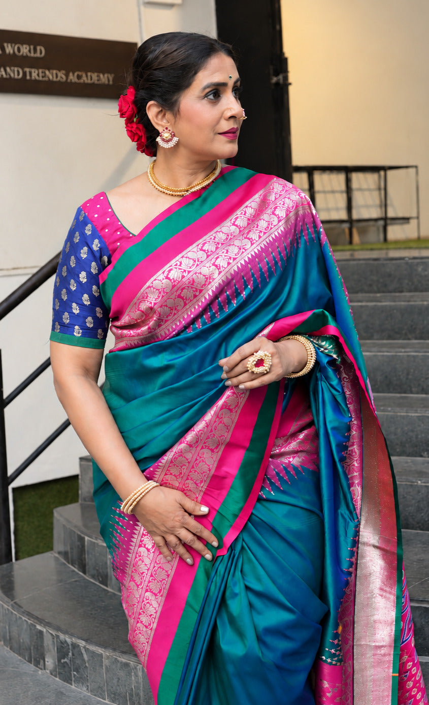 Sonali Kulkarni in Rama Zari Weaving Banarasi Silk Saree