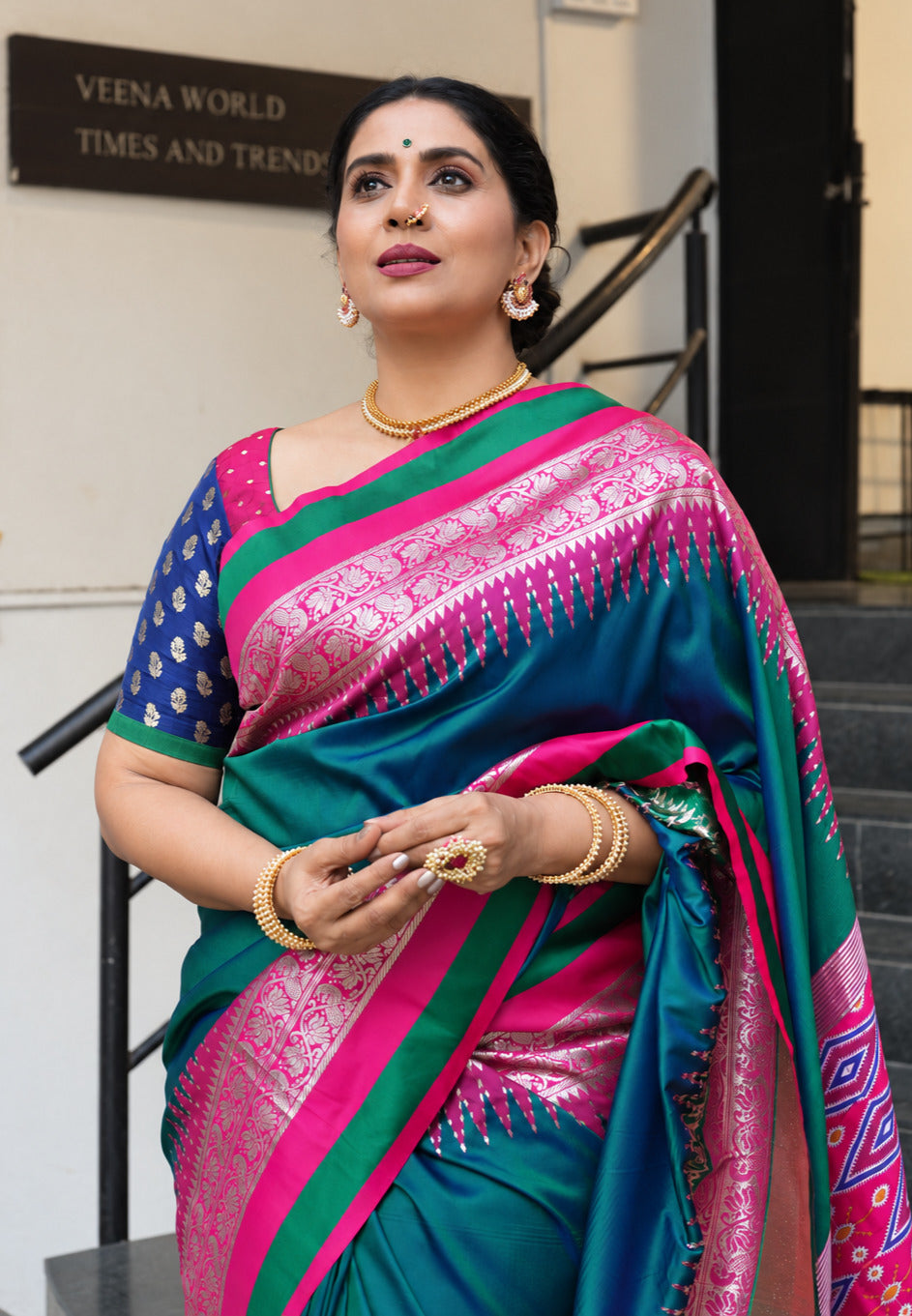 Sonali Kulkarni in Rama Zari Weaving Banarasi Silk Saree