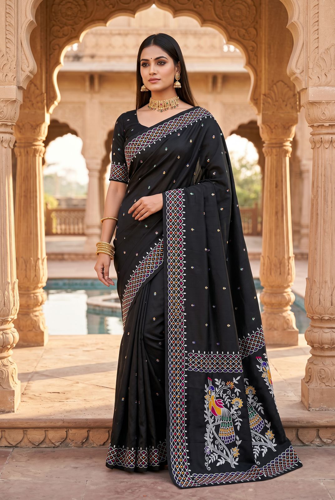 Beautiful Black Pure Banarasi Silk Saree With Posh Blouse Piece