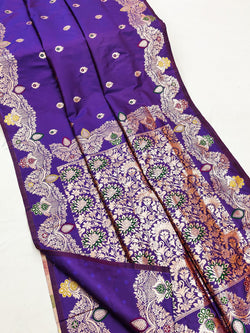 Ebullience Violet Soft Banarasi Silk Saree With Confounding Blouse Piece