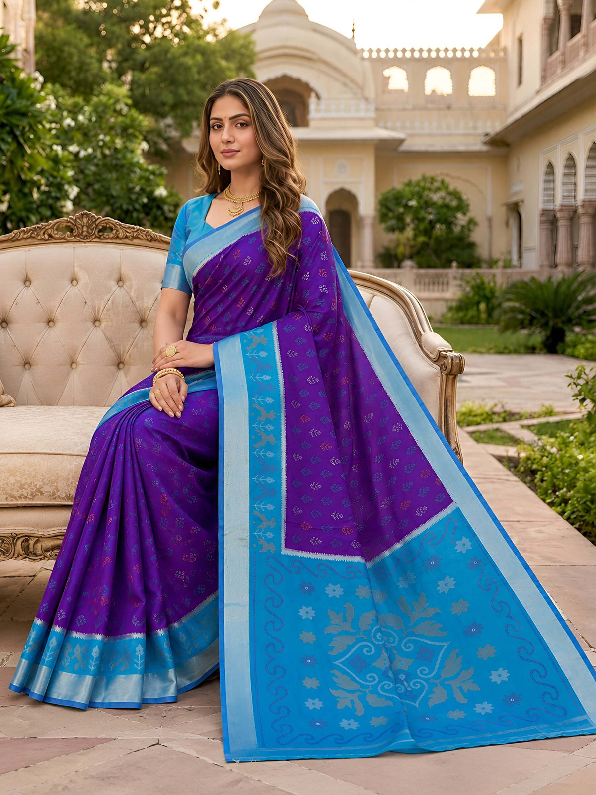 Eclat Purple Pure Banarasi Silk Saree With Prodigal Blouse Piece