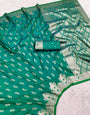 Forbearance Green Soft Banarasi Silk Saree With Surpassing Blouse Piece
