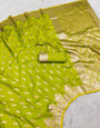 Imaginative Parrot Soft Banarasi Silk Saree With Elegant Blouse Piece