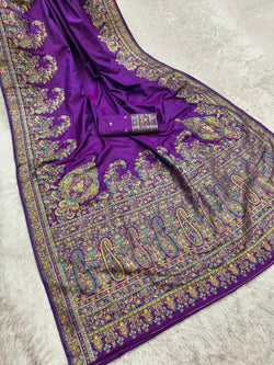 Scrumptious Purple Pashmina Saree With Splendiferous Blouse Piece
