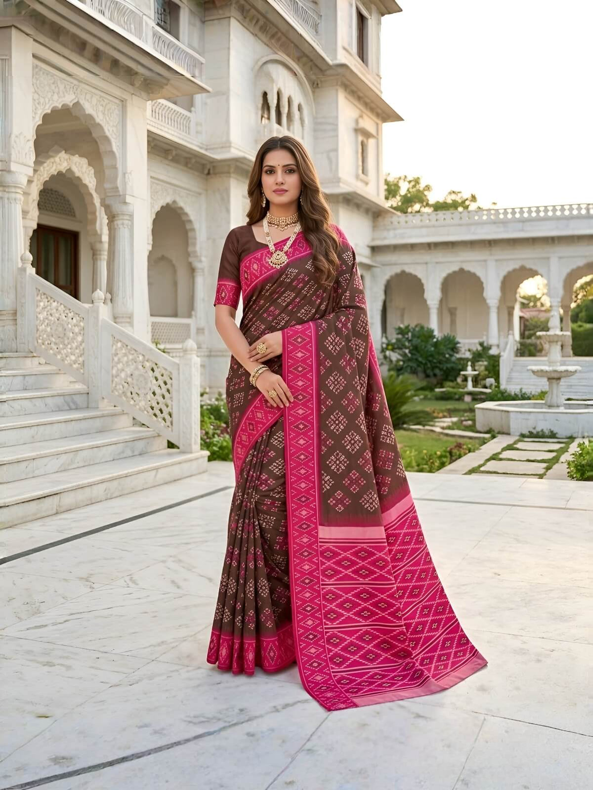 Surreptitious Brown Soft Silk Saree With Smart Blouse Piece