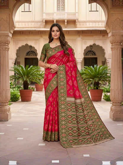 Radiant Dark Pink Soft Silk Saree With Impressive Blouse Piece