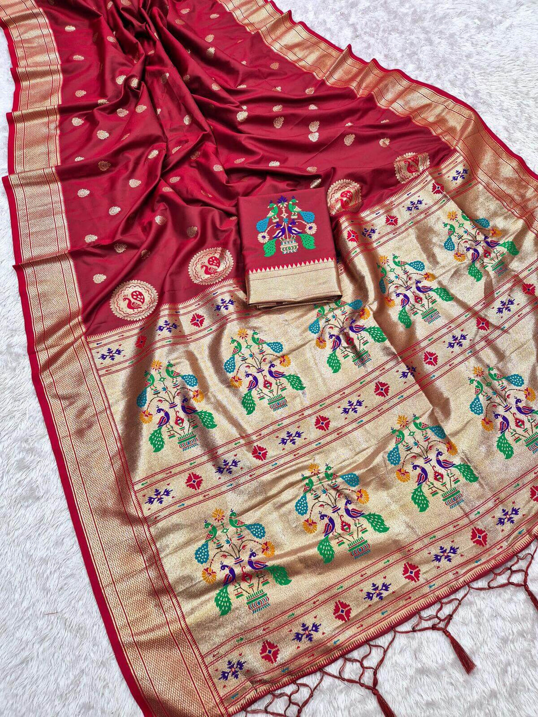 Piquant Maroon Paithani Silk Saree With Staring Blouse Piece