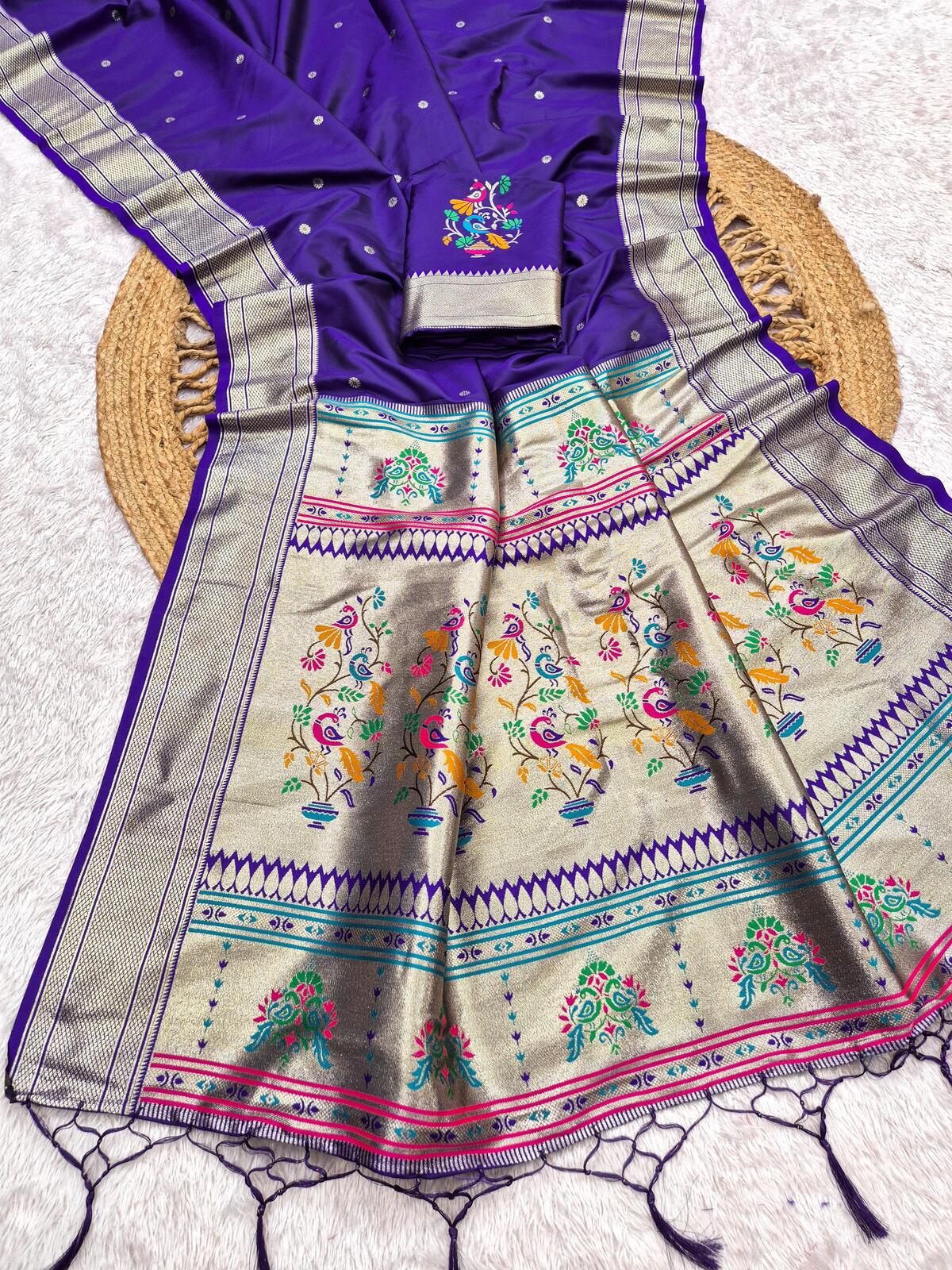 Assemblage Royal Blue Paithani Silk Saree With Nemesis Blouse Piece