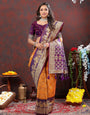 Desiring Orange Patola Silk Saree with Rhapsody Blouse Piece