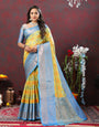 Jazzy Lemon Cotton Silk Saree With Glorious Blouse Piece