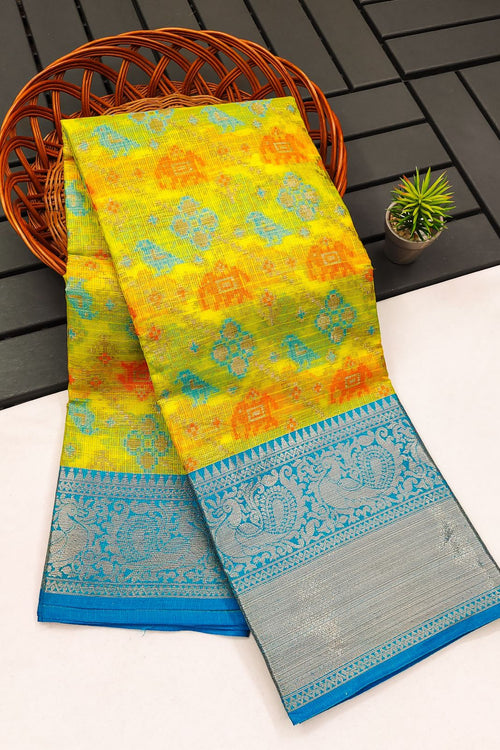 Load image into Gallery viewer, Jazzy Lemon Cotton Silk Saree With Glorious Blouse Piece
