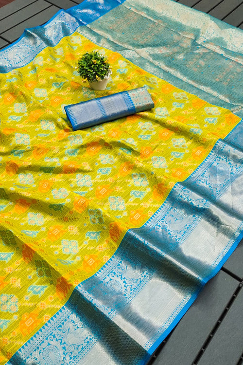 Load image into Gallery viewer, Jazzy Lemon Cotton Silk Saree With Glorious Blouse Piece
