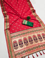 Gratifying Red Paithani Silk Saree With Enthralling Blouse Piece