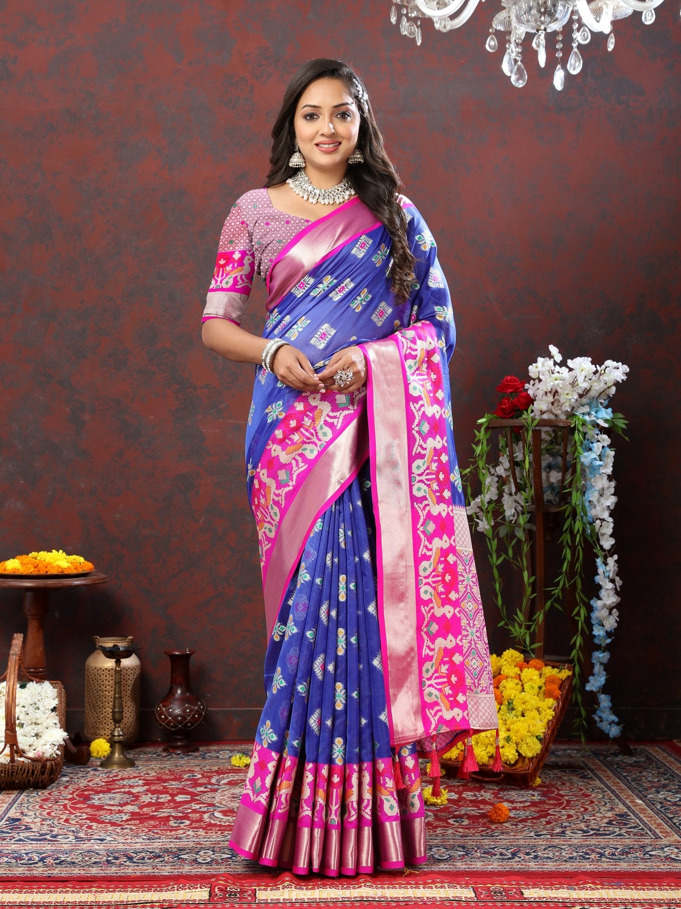 Engaging Blue Organza Silk Saree With Imaginative Blouse Piece