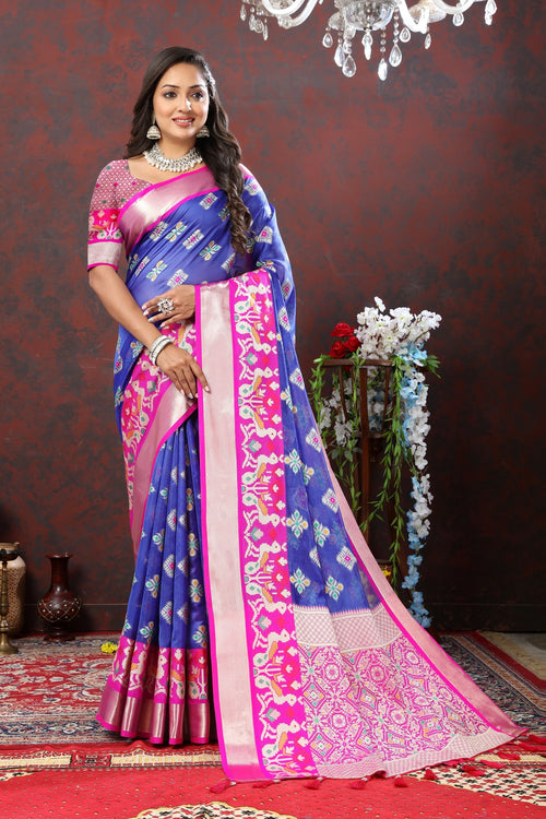 Load image into Gallery viewer, Engaging Blue Organza Silk Saree With Imaginative Blouse Piece
