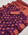 Engaging Purple Soft Banarasi Silk Saree With Sonorous Blouse Piece