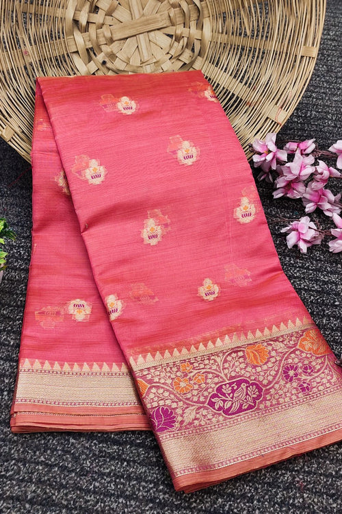 Load image into Gallery viewer, Luxuriant Pink Soft Banarasi Silk Saree With Radiant Blouse Piece
