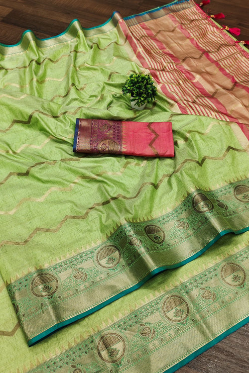 Load image into Gallery viewer, Conflate Green Soft Banarasi Silk Saree With Winsome Blouse Piece
